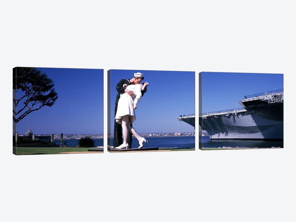 Embracing Peace (Unconditional Surrender) Statue, Tuna Harbor Park, San Diego, California, USA by Panoramic Images 3-piece Art Print