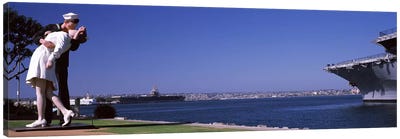Embracing Peace Statue, Tuna Harbor Park, San Diego, California, USA Canvas Art Print - Aircraft Carriers