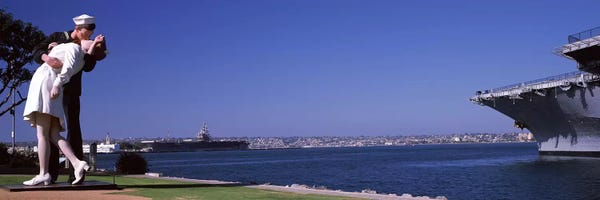 Aircraft Carriers: Embracing Peace Statue, Tuna Harbor Park, San Diego, California, USA by Panoramic Images