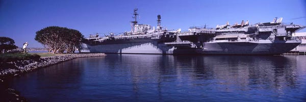 Harbors: Aircraft carriers at a museum, San Diego Aircraft Carrier Museum, San Diego, California, USA by Panoramic Images