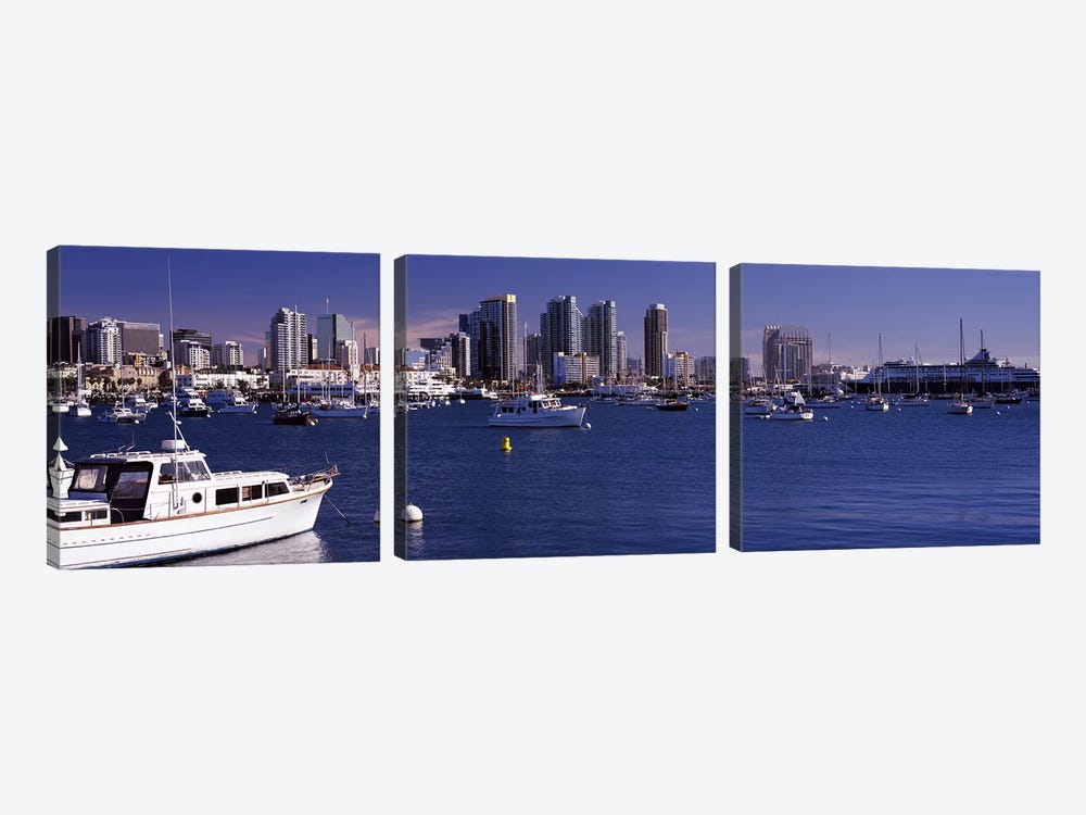 Buildings at the waterfront, San Diego, California, USA 2010 by Panoramic Images 3-piece Art Print