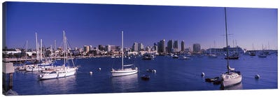 Sailboats in the bay, San Diego, California, USA 2010 Canvas Art Print - San Diego Skylines