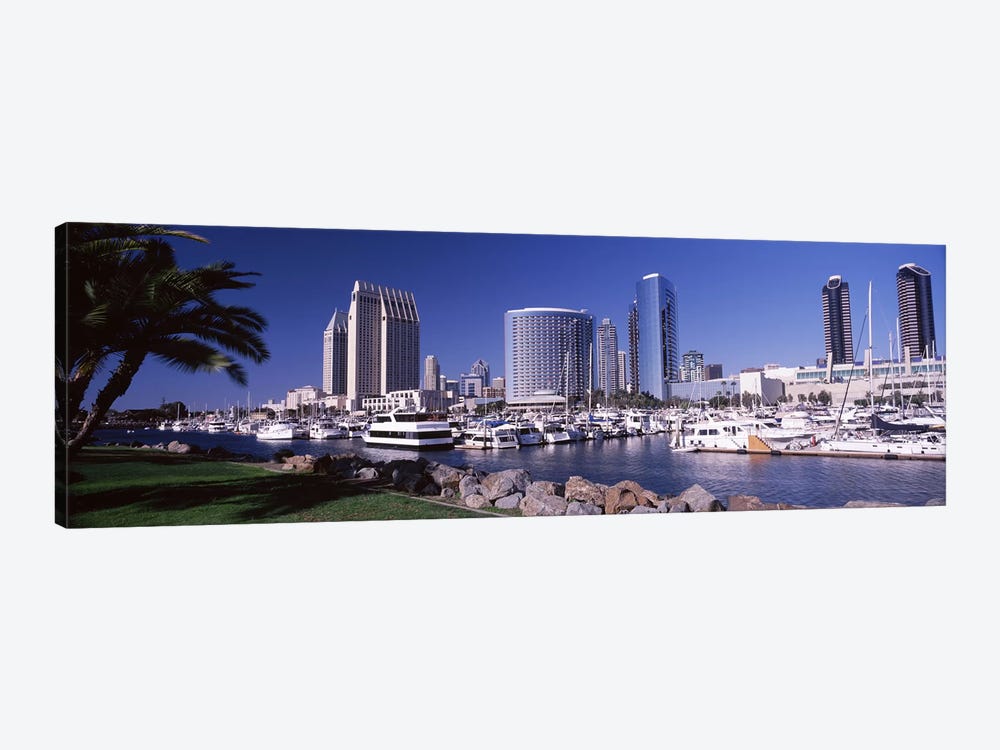 Boats at a harborSan Diego, California, USA by Panoramic Images 1-piece Canvas Wall Art