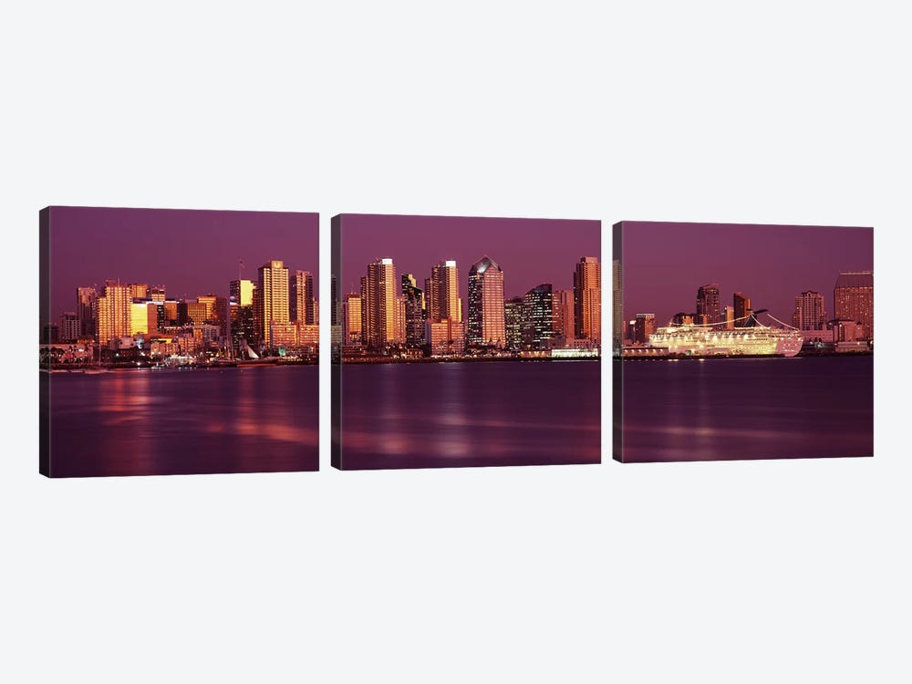 Buildings at the waterfront, San Diego, California, USA 2010 #5 by Panoramic Images 3-piece Canvas Artwork