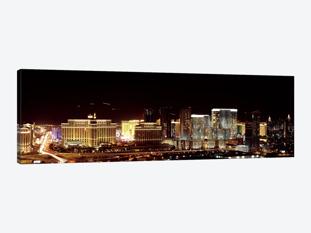 City lit up at night, Las Vegas, Nevada, USA 2010 by Panoramic Images 1-piece Canvas Print