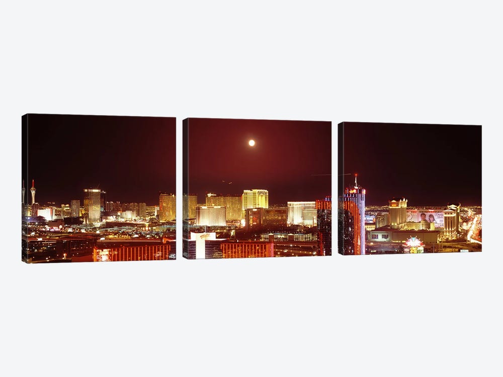 City lit up at night, Las Vegas, Nevada, USA #3 by Panoramic Images 3-piece Canvas Art Print