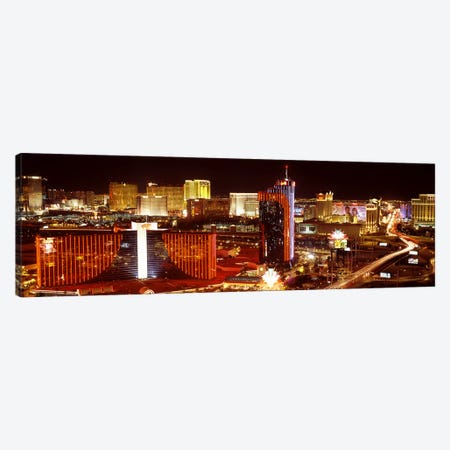 City lit up at night, Las Vegas, Nevada, USA #4 Canvas Print #PIM8177} by Panoramic Images Canvas Art