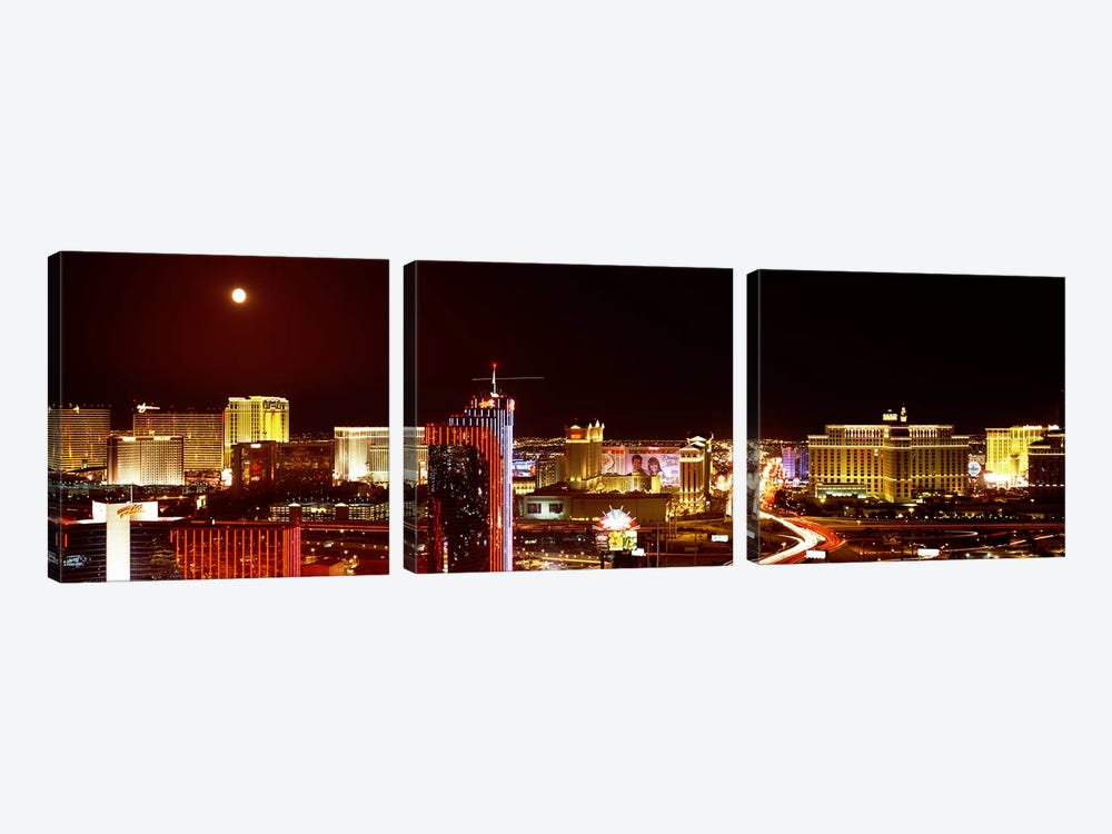 City lit up at night, Las Vegas, Nevada, USA #5 by Panoramic Images 3-piece Art Print