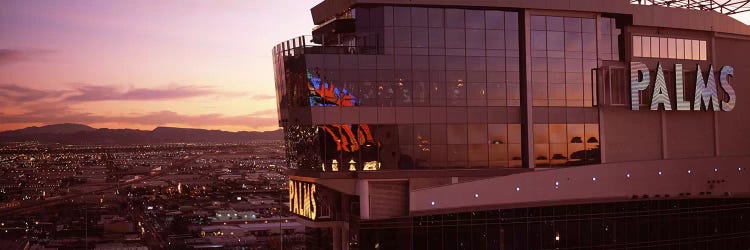 Hotel lit up at dusk, Palms Casino Resort, Las Vegas, Nevada, USA