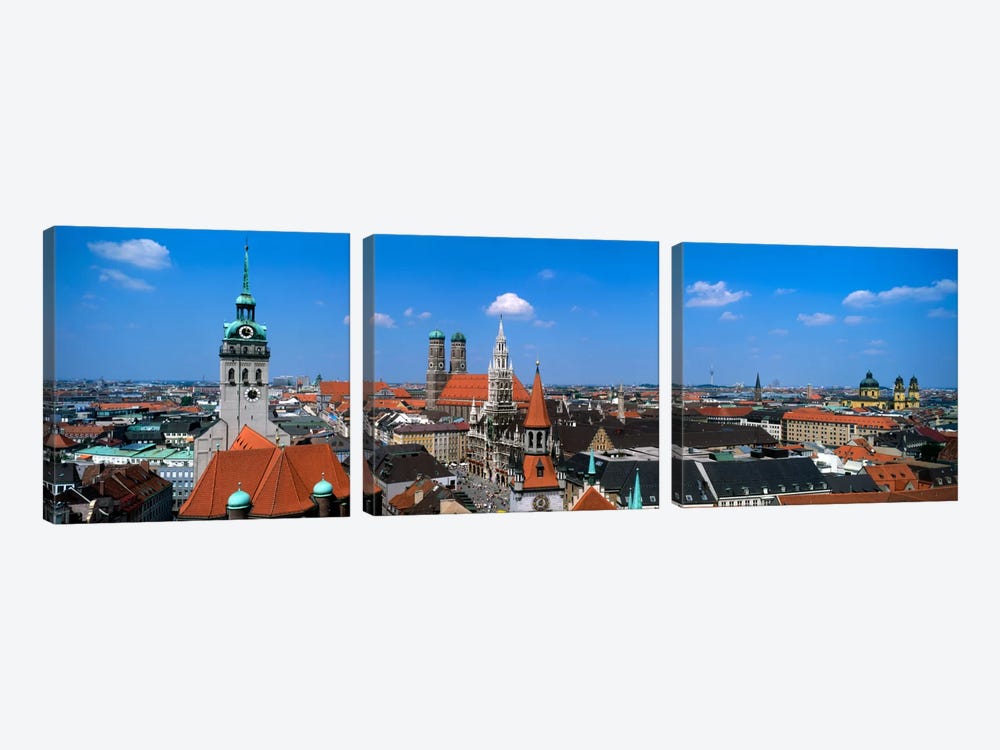 Aerial View Of the Altstadt District, Munich, Bavaria, Germany by Panoramic Images 3-piece Art Print
