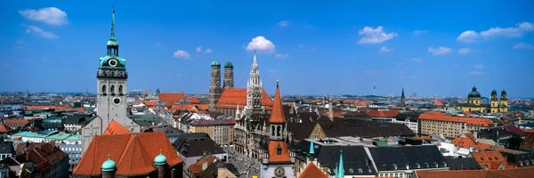 Bavaria: Aerial View Of the Altstadt District, Munich, Bavaria, Germany by Panoramic Images