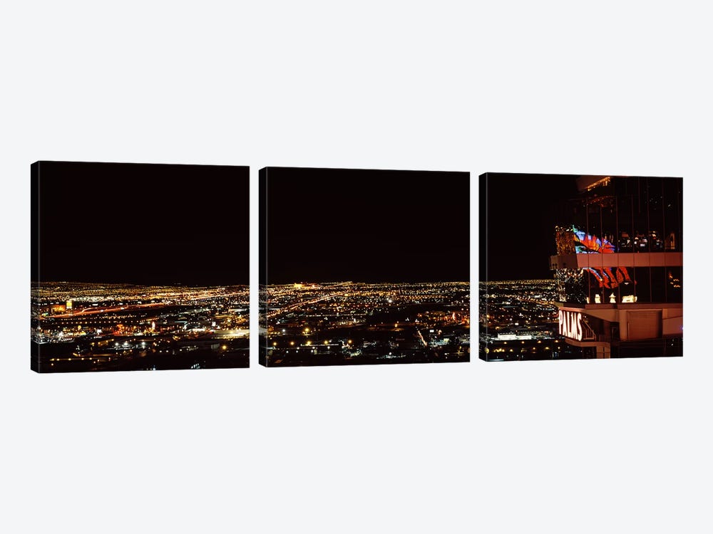 Hotel lit up at night, Palms Casino Resort, Las Vegas, Nevada, USA 2010 by Panoramic Images 3-piece Canvas Art