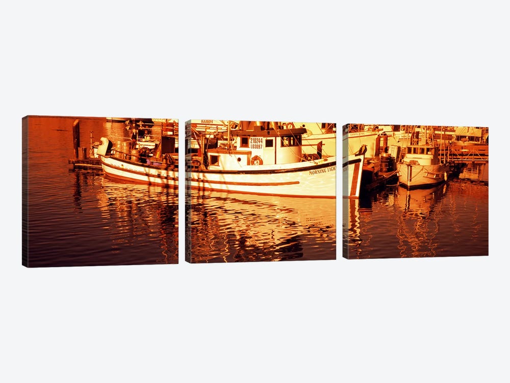 Fishing boats in the bay, Morro Bay, San Luis Obispo County, California, USA by Panoramic Images 3-piece Art Print