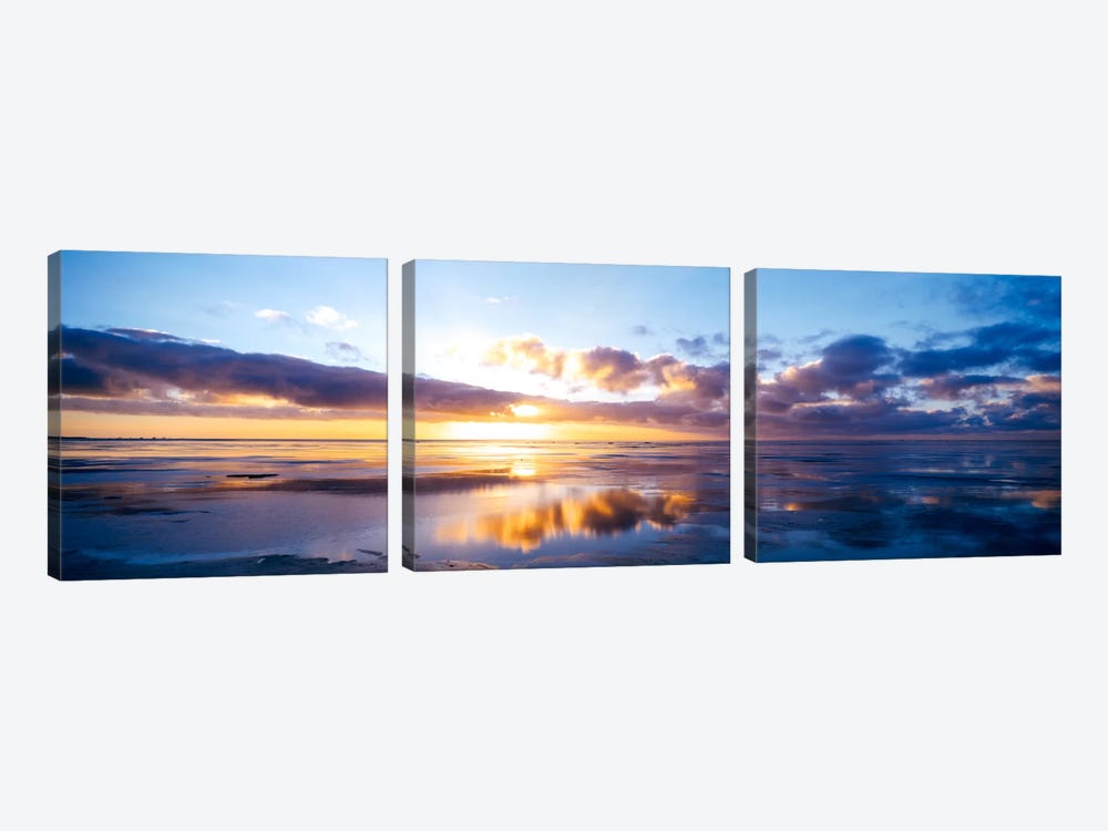 Partly Cloudy Seascape, North Sea, Germany by Panoramic Images 3-piece Canvas Artwork