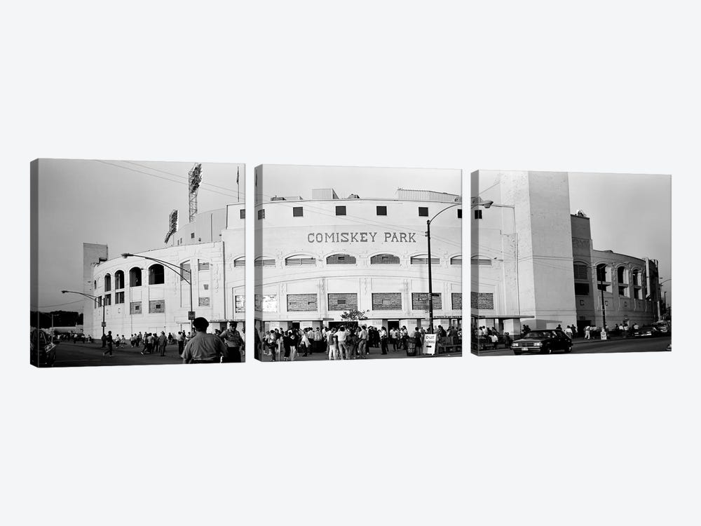 People outside a baseball park, old Comiskey Park, Chicago, Cook County, Illinois, USA by Panoramic Images 3-piece Canvas Art
