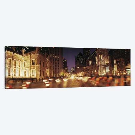 Traffic on the road at dusk, Michigan Avenue, Chicago, Cook County, Illinois, USA Canvas Print #PIM8210} by Panoramic Images Canvas Artwork