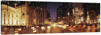 Traffic on the road at dusk, Michigan Avenue, Chicago, Cook County, Illinois, USA Canvas Art Print - City Street Art
