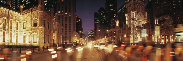 Traffic on the road at dusk, Michigan Avenue, Chicago, Cook County, Illinois, USA