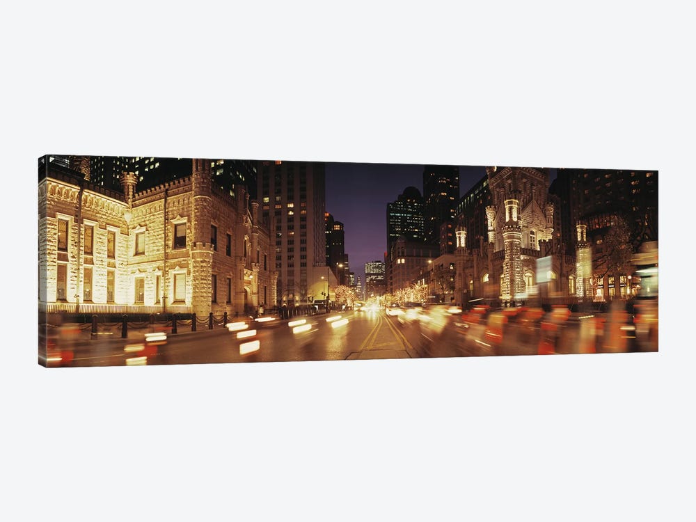 Traffic on the road at dusk, Michigan Avenue, Chicago, Cook County, Illinois, USA by Panoramic Images 1-piece Art Print