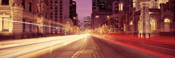 Illinois: Traffic on the road at dusk, Michigan Avenue, Chicago, Cook County, Illinois, USA #2 by Panoramic Images