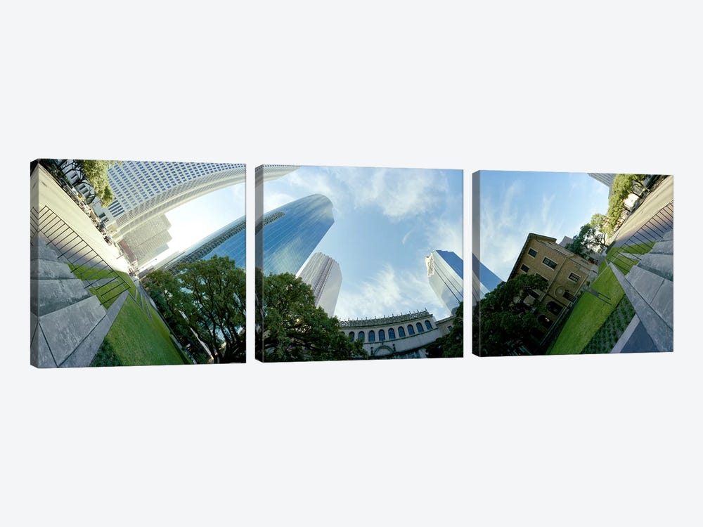 Low angle view of skyscrapersHouston, Harris county, Texas, USA by Panoramic Images 3-piece Canvas Print