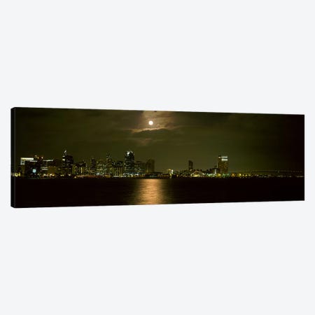 Skyscrapers lit up at night, Coronado Bridge, San Diego, California, USA Canvas Print #PIM8222} by Panoramic Images Canvas Print