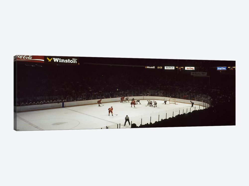 Group of people playing ice hockey, Chicago, Illinois, USA by Panoramic Images 1-piece Canvas Art
