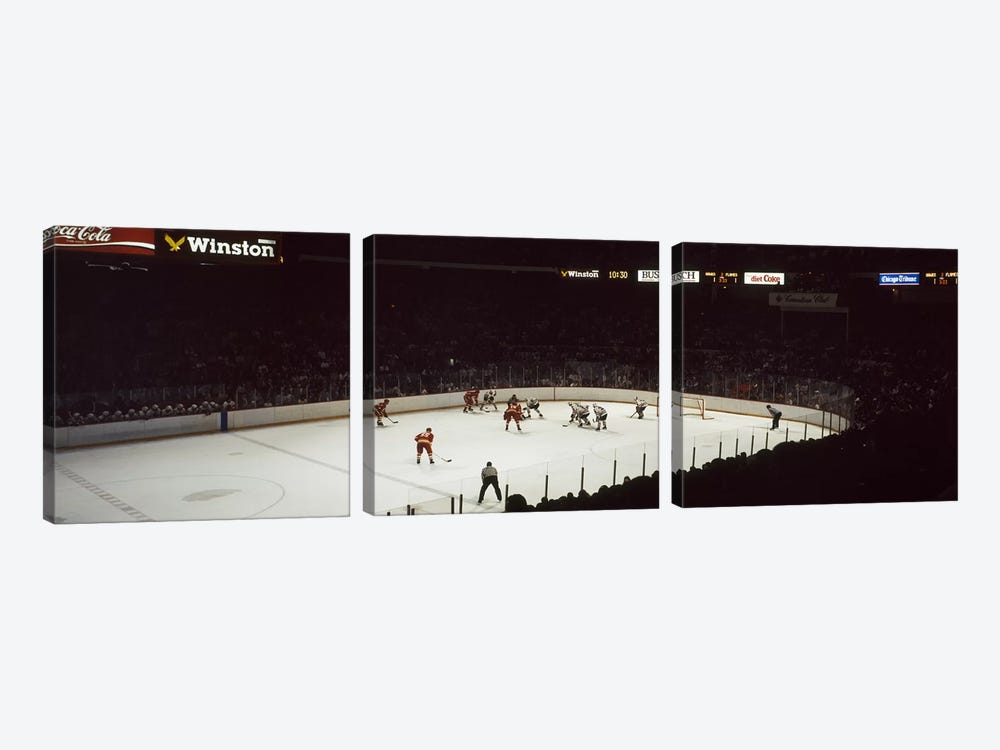 Group of people playing ice hockey, Chicago, Illinois, USA by Panoramic Images 3-piece Canvas Art