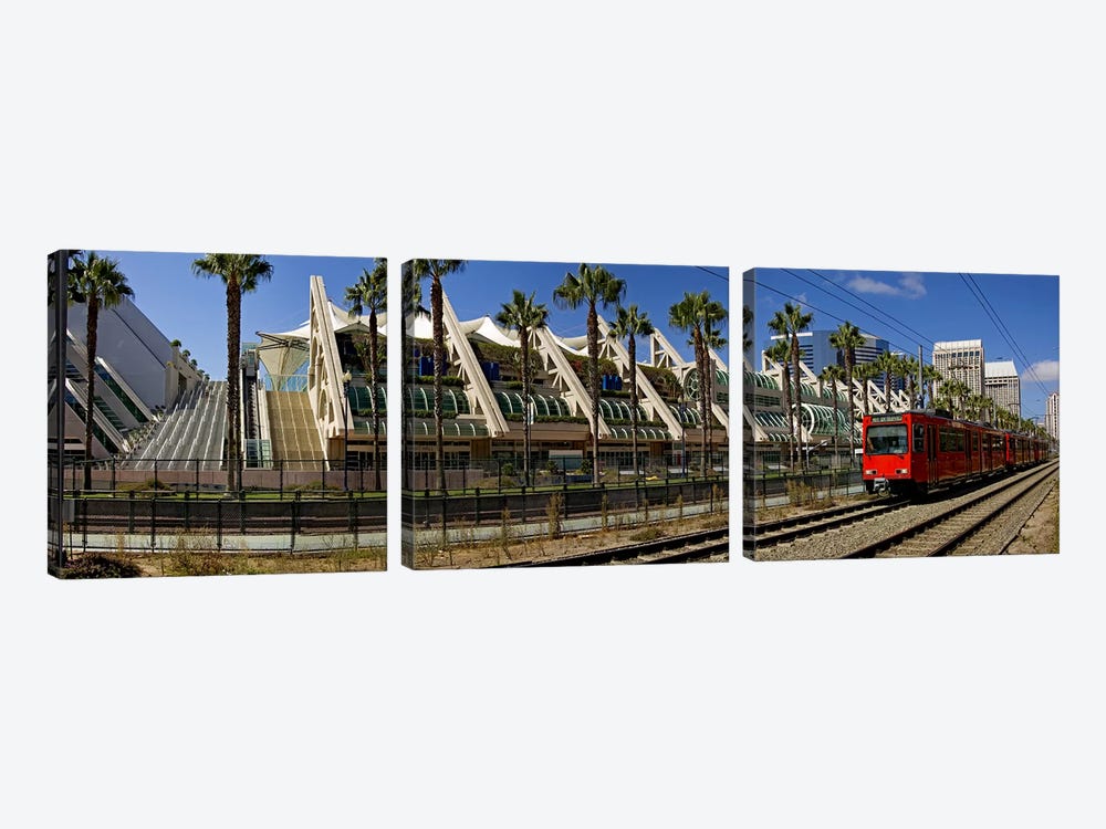 MTS commuter train moving on tracks, San Diego Convention Center, San Diego, California, USA by Panoramic Images 3-piece Canvas Art Print
