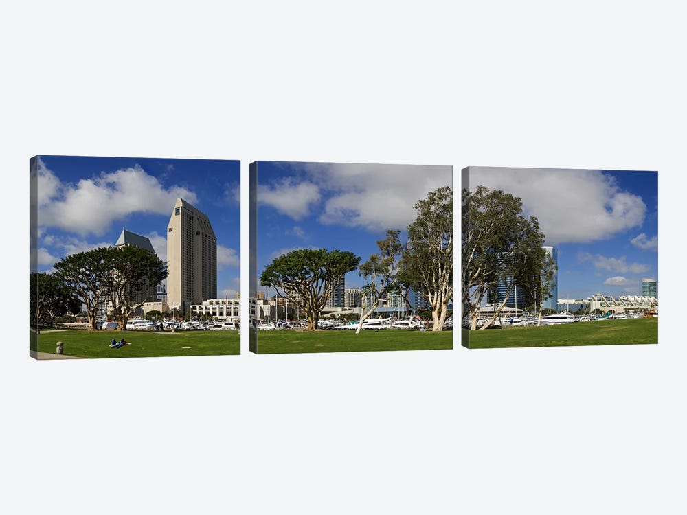Park in a city, Embarcadero Marina Park, San Diego, California, USA 2010 by Panoramic Images 3-piece Canvas Wall Art