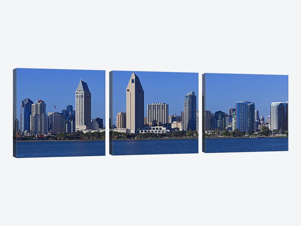 City at the waterfront, San Diego, California, USA 2010 by Panoramic Images 3-piece Canvas Wall Art