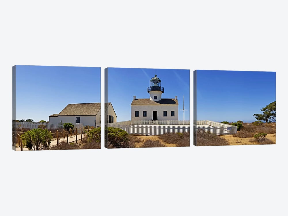Lighthouse, Old Point Loma Lighthouse, Point Loma, Cabrillo National Monument, San Diego, California, USA by Panoramic Images 3-piece Canvas Art