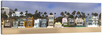 Houses on the beach, Santa Monica, Los Angeles County, California, USA Canvas Art Print - Coastal Village & Town Art