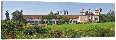 Garden in front of a mission, Mission Santa Barbara, Santa Barbara, Santa Barbara County, California, USA Canvas Art Print