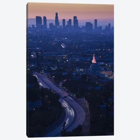 High angle view of highway 101 at dawn, Hollywood Freeway, Hollywood, Los Angeles, California, USA Canvas Print #PIM8243} by Panoramic Images Canvas Art Print