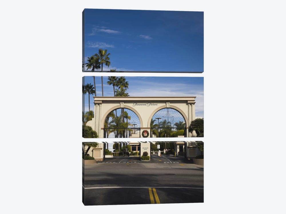 Entrance gate to a studio, Paramount Studios, Melrose Avenue, Hollywood, Los Angeles, California, USA 3-piece Canvas Art Print