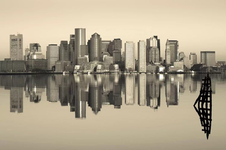 Reflection of buildings in water, Boston, Massachusetts, USA