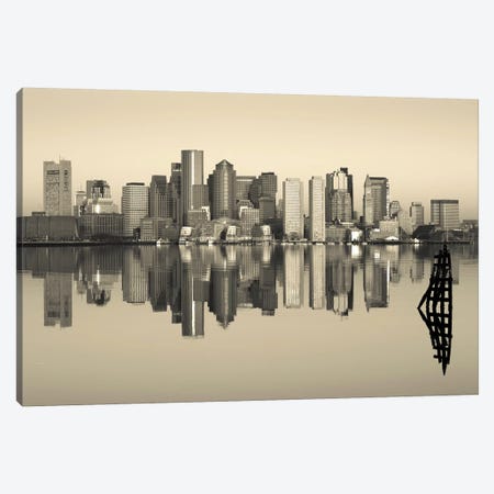 Reflection of buildings in water, Boston, Massachusetts, USA Canvas Print #PIM8246} by Panoramic Images Canvas Artwork