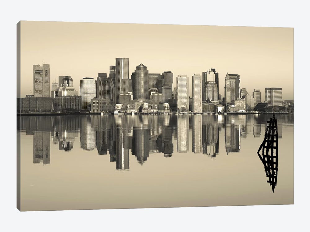 Reflection of buildings in water, Boston, Massachusetts, USA 1-piece Canvas Wall Art
