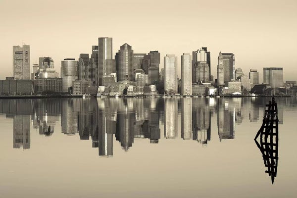 Rivers, Lakes & Waterfronts: Reflection of buildings in water, Boston, Massachusetts, USA by Panoramic Images