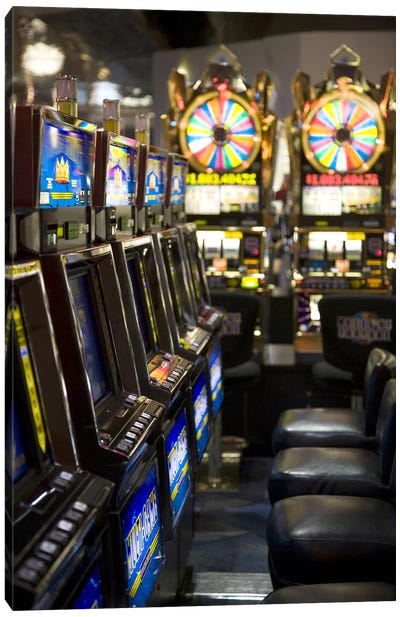 Slot machines at an airport, McCarran International Airport, Las Vegas, Nevada, USA Canvas Art Print - Airport Art