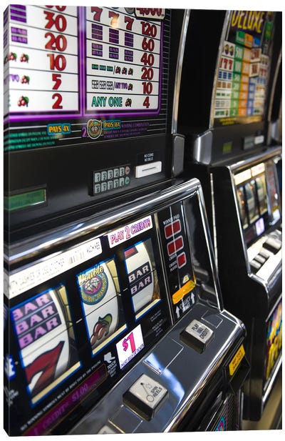 Slot machines at an airport, McCarran International Airport, Las Vegas, Nevada, USA #2 Canvas Art Print - Nevada Art