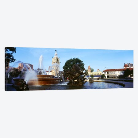 Fountain in a city, Country Club Plaza, Kansas City, Jackson County, Missouri, USA Canvas Print #PIM8251} by Panoramic Images Canvas Wall Art