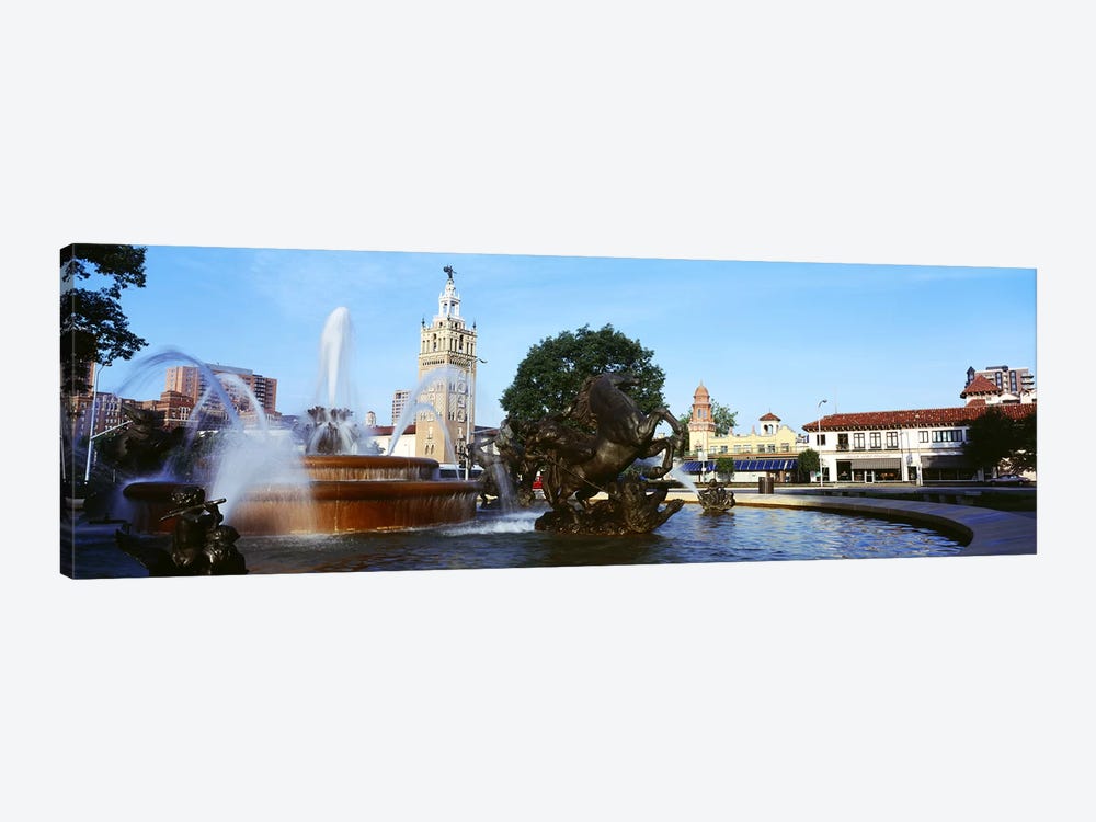 Fountain in a city, Country Club Plaza, Kansas City, Jackson County, Missouri, USA by Panoramic Images 1-piece Canvas Artwork