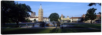 Fountain in a city, Country Club Plaza, Kansas City, Jackson County, Missouri, USA #2 Canvas Art Print - Missouri Art
