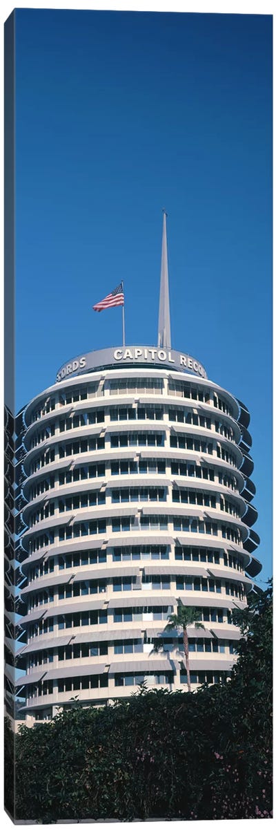 Low angle view of an office building, Capitol Records Building, City of Los Angeles, California, USA Canvas Art Print - Los Angeles Art