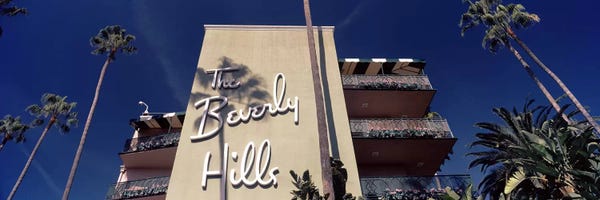 Beverly Hills: Low angle view of a hotel, Beverly Hills Hotel, Beverly Hills, Los Angeles County, California, USA by Panoramic Images