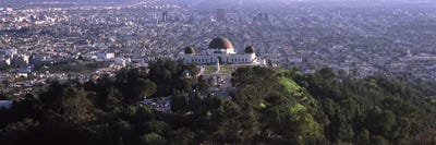 Observatory on a hill with cityscape in the background, Griffith Park Observatory, Los Angeles, California, USA 2010 by Panoramic Images canvas print