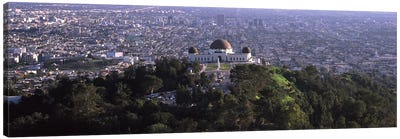 Observatory on a hill with cityscape in the background, Griffith Park Observatory, Los Angeles, California, USA 2010 Canvas Art Print - Los Angeles Art