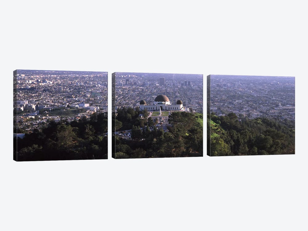 Observatory on a hill with cityscape in the background, Griffith Park Observatory, Los Angeles, California, USA 2010 by Panoramic Images 3-piece Art Print